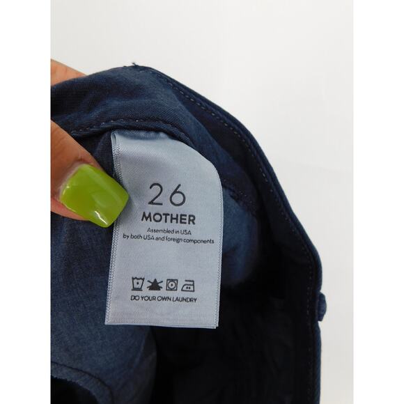 Mother Women's Navy Blue The Bermuda Prep Snippet Frayed Hem Short Size 26 - Picture 8 of 8